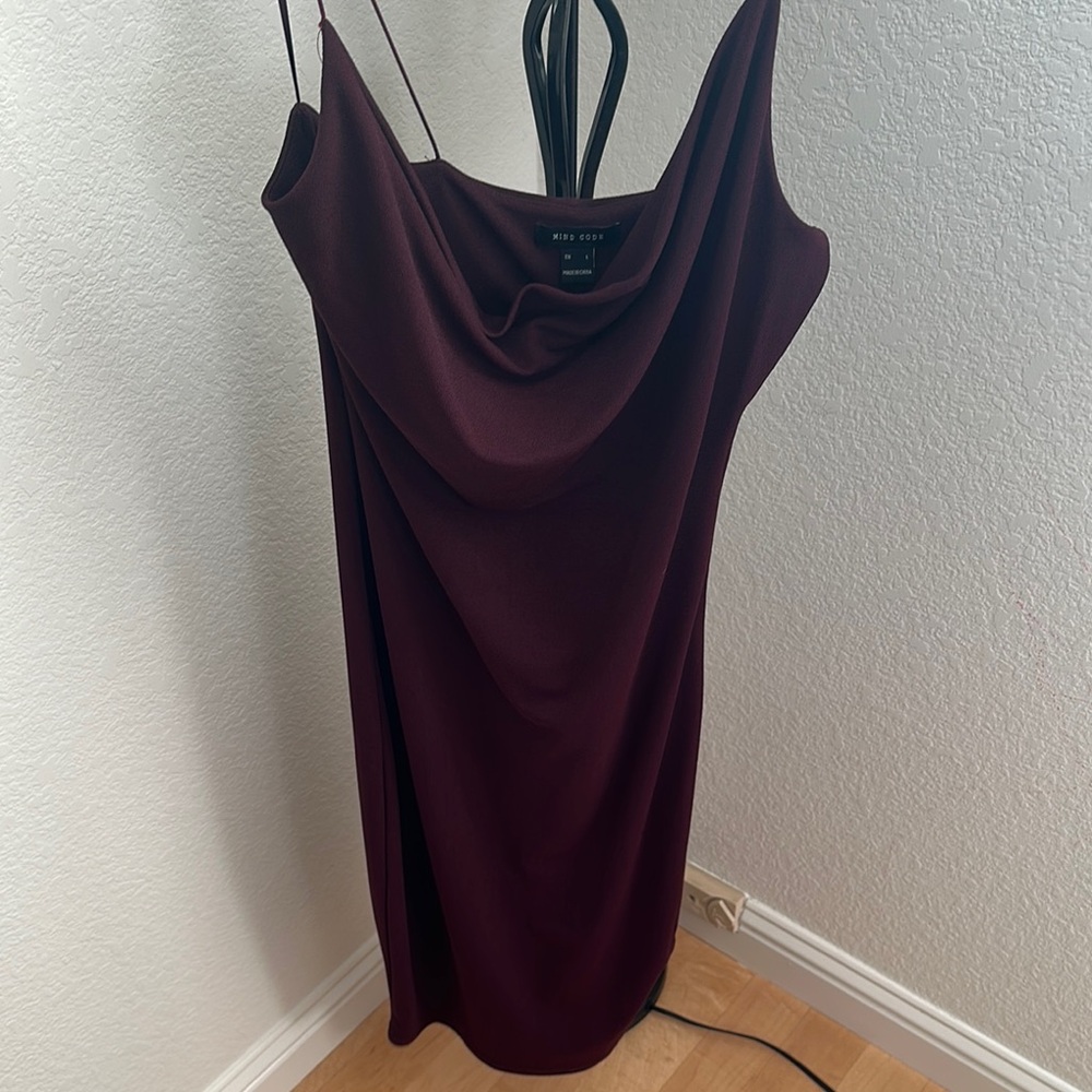Mind Code Purple Slip Dress with Cowl Neck for Cocktail